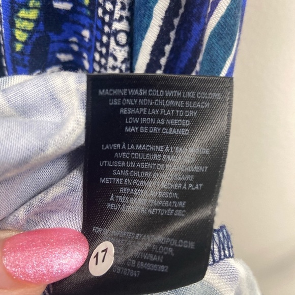 Anthropologie Maeve Small Tamera surplus cap sleeve blue yellow dress $75 - Picture 10 of 10